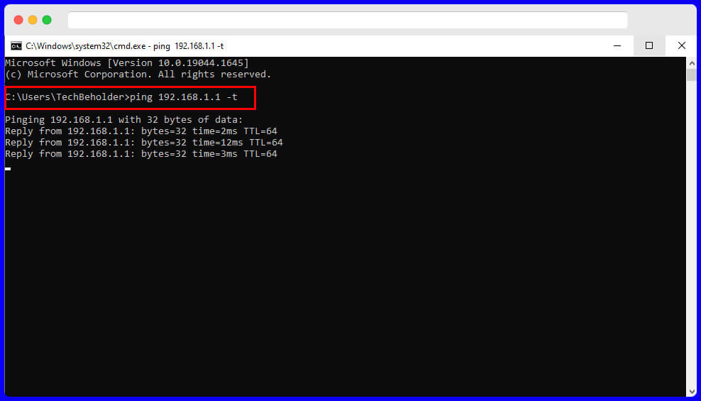 Type Ping and your router's IP Address